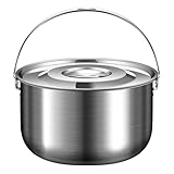 Gettimore Edelstahl Camping Topf mit Deckel und Griff für Outdoor Kochen 1,4/2,4/4/6L Kochgeschirr Kompatibel mit Camping, Picknick, Hot Pot - Silber