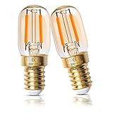 Luxvista 2W E14 LED Glühbirnen Dimmbar Ultra Warmweiß 2200K Vintage Amber Glas T22 Mini LED E14 Lampen SES 150 Lumen 15W-20W Äquivalent 2-Pack