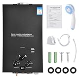 10L Gas Durchlauferhitzer, Propan Warmwasserbereiter Durchlauferhitzer Super Niedrigem 0,5bar Startwasserdruck, für Dusche & Täglichen Gebrauch Campingausflüge Schwarz