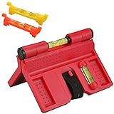 Pfostenwasserwaage Wasserwaage,Guador Magnetische Wasserwaage ABS Einstellbare Winkelwasserwaage Pfosten-Winkel-Wasserwaage 188 mm x 134 mm für Rohrinstallation Bild hängen Montagehilfe (rot)