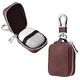 Kopfhörer Tasche Case, Klein Kopfhörer Tasche Tragbarkeit Etui Earphone Cover Hardcase Schutztasche Kopfhörers Aufbewahrung Schutz Universal-Koffer für Airpods Kaffeebraun