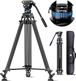 SIRUI Stativ Kamera Videostativ mit Fluidkopf AM-25S, 190cm professionelles Aluminium Dreibein-Stative Tripod für Camcorder Kameras DSLR, Max Belastung 10KG