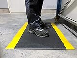 SOFT STEP | Anti-Ermüdungsmatte | PROFI Basic-Arbeitsplatzmatte | 100% Vinylschaum | Texturiert 10mm hoch (60cm x 150cm, Schwarz/Gelb)