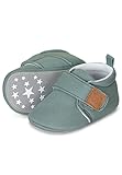 Sterntaler Baby Krabbelschuhe uni – Unisex Babyschuhe aus Canvas mit Jerseyfutter – Knöchelhohe Baby Schuhe mit rutschfester Sternensohle – Krabbelschuhe aus Baumwolle – Größe 20, Farbe steingrün