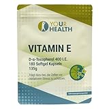 uHealth Vitamin E 400 I.E. - 180 Softgel Kapseln je 360 mg Alpha-D-Tocopherol - Natürliche E-Vitamine als Nahrungsergänzungsmittel - Starkes Antioxidans - Made in Germany