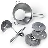 Gravidus Edelstahl Passiermühle 3 Austauschbare Einsätze für Marmelade, passierte Tomaten, Gelees, Suppen & Babynahrung Einfach zu Reinigen, Spülmaschinengeeignet, 32,5 x 19,5 x 19,2 cm