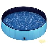 Fudajo Hundepool 100 x 30 cm rutschfestes Hundeplanschbecken, Hundeschwimmbad faltbar aus PVC, Hundebadewanne mit verstärkten Kanten, tragbarer Pool für Hunde