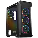 EMPIRE GAMING – Darkwitcher - PC Gehäuse Gamer - ARGB Mittelgroßer Gehäuseturm ATX – Fassade aus Metallgewebe und Seitentür aus Sicherheitsglas – 4 Ventilatoren 5 Volts PWM LED RGB Adressierbar 120 mm