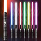 Wisbecost FX Lichtschwert Metall Smooth Swing, RGB 7 Farben LED Laserschwert mit Metallgriff, Simulierter Filmkampf-Soundfonts, Weihnachts Geschenk & Cosplay丨USB-Aufladung 77cm(Darth-Schwarz)