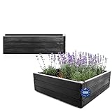 BigDean Hochbeet für Garten aus wetterfestem Kunststoff 76x76 cm in Anthrazit – Palettenrahmen faltbar, steckbar & stapelbar – ideal für Pflanzen, Gemüse & Kräuter – Made in Europe