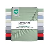 Komfortec Jersey Spannbettlaken 200x200 cm, 100% Baumwolle, Grün