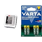boso medistar+ – Handgelenk Blutdruckmessgerät mit Speicher für 90 Messungen & VARTA Batterien AAA, wiederaufladbar, 4 Stück, Recharge Accu Power, Akku