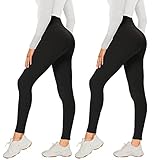 AMIYOYO 2er Pack Leggings für Damen High Waist Leggins Blickdicht Elastische Bauchweg Hosen Weiche Sporthose für Yoga Fitness Outdoor Freizeit