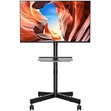 BONTEC Mobiler TV Ständer auf Rollen für 23-60 Zoll Plasma/LCD/LED Fernseher, Tragbarer mit Laptopablage, Höhenverstellbarer Rollbarer TV Wagen bis 25kg, max. VESA 400x400mm