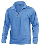 KEFITEVD Wanderpullover Herren Atmungsaktiv Fleece Langarmshirt Sport Shirt Winter Ski Shirt Laufoberteil Stehkragen Fahrrad Pullover Lauf Bekleidung Männer Hellblau XL