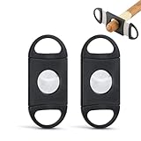 HABNI 2 Stück Edelstahl Zigarrenabschneider,Zigarren Schneider Zigarren Cutter, Doppelte Klinge Schere Für Die Meisten Größe Von Zigarren,Schwarz