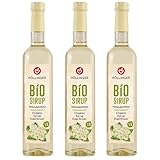 Höllinger Bio Holunderblüten Sirup - Vegan, 3x500ml Glas Flasche - florale Erfrischung