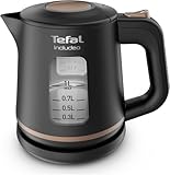 Tefal KI5338 Includeo Wasserkocher, Fassungsvermögen 1 L, Anti-Rutsch-Griff, einfach abzulesende Wasserstandsanzeige, 360°-Drehsockel, herausnehmbarer Filter, 2400 W, 23.3 x 16.6 x 20 cm