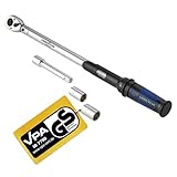 Goodyear Premium Drehmomentschlüssel, Einstellbar von 42 bis 210 Nm, Antrieb 1/2' Vierkant, inkl. Verlängerung und Stecknüsse 17 mm und 19 mm, Blau, Schwarz, Silber