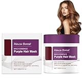 Purple Hair Mask, 100g Maca Haarmaske, Violett Haarmaske Conditioner, Schützt & Neutralisiert Gelbstiche, Repariert Haarschäden, Moisturizing, Farbpflege & Glanz für Blondes, Blondiertes & Graues Haar