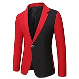 Yowablo Herren Slim Anzugsakko Herren Anzugjacke Herren Sakko Sweatjacke Slim Fit Blazer Anzug Casual Jacke Modisch Freizeit Outwear (XL,Rot)