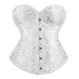 Generisch Korsett Damen für Bauchweg Elegantes Vintage Bustier mit Corsage-Detail Gothic & Medieval Corsage für Halloween, Karneval, Kostümparty (12-White, XS)