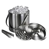 Montafox Edelstahl Eiswürfelbehälter 3 Liter Doppelwandig Groß Eiswürfelkühler 100% BPA frei Eiseimer Eiswürfel Aufbewahrung Eiskübel Isoliert