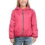 PERLETTI Regenjacke Kinder 6 7 8 9 10 11 Jahre - Faltbare Regenponcho Mädchen Jungen mit Kapuze und Wasserdichtem Reißverschluss (DE/NL/SE/PL, Alter, 8 Jahre, 9 Jahre, Regular, Pink)