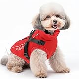 PcEoTllar Hundemantel Wasserdicht für Kleine Hunde, Warme Wintermantel Hundejacke Hundepullover - Reflektierend Hundemantel mit Geschirr - Haustier Skifahren Kostüm Ärmellose, Rot-M