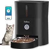 Balimo Futterautomat Katze 3L, WiFi Intelligenter Katzenfutter Automat, Futterspender für Katzen/Hunde Mit Nachtlicht und 304 Edelstahlnapf, APP-Steuerung, 1-10 Mahlzeiten pro Tag, Schwarz