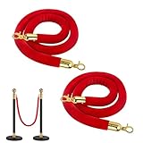 JINGHANGER 2 Stück Barrier Ropes Rotes Samtseil Absperrseil Tau Seil Verbindungstau Abgrenzung Personen Personenleitsystem Absperrband 150cm