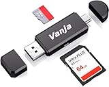Vanja SD Kartenleser, Micro USB zu Micro SD Kartenlesegerät Adapter, Speicherkartenleser für Android/PC/Laptop/Kamera, unterstützt SD/SDXC/SDHC/TF/UHS-I Karten OTG Plug & Play