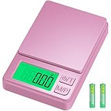 Diyife Taschenwaage 1000g/0,01g, Digitale Grammwaage mit 7 Einheiten, Präzisions Mini-Waage, Multifunktion Münzwaage Feinwaage für Küche, Lebensmittel, Pulver, Schmuck, Kräuter, Hefe - Rosa