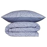 Schiesser Bettwäscheset Leaves | Renforcé | 100% Baumwolle aus nachhaltiger Produktion | 155x220cm + 80x80cm | Lavendel