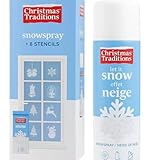 FÜNDIG Schneespray 150ml Set mit 8 Weihnachts-Schablonen - Künstlicher Sprühschnee für Fenster Deko - Weiße Winterdekoration für Weihnachten - Rückstandslos Entfernbar