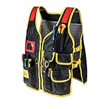 TOPEX Werkzeugweste, 7 Taschen/1 Hammerhalter, Montageweste, verstellbare Breite, Reißverschluss, atmungsaktiv, Arbeitsweste mit Weitenverstellung Modell 79R255, für Heimwerker und Profis