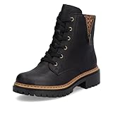 Rieker Damen Schnürstiefeletten 72617, Frauen Stiefeletten,schnürboots,reißverschluss,Boots,Stiefel,Bootee,Booties,schwarz (00),40 EU / 6.5 UK