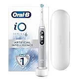 Oral-B iO6 Elektrische Zahnbürste mit revolutionärer iO-Technologie, Geschenke für Frauen und Männer, 1 Bürstenkopf und Reiseetui, 5 Modi mit Zahnaufhellung, UK-Stecker 2-polig, Opal grau