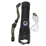 VILLCASE Wiederaufladbare LED Campinglampe Tragbare Taschenlampe mit Zoomfunktion für Outdoor Aktivitäten Notfälle und Wandern Schwarz