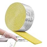Rohrisolierungsfolie - 10 M Selbstklebend Für Wärmedämmung & Schallschutz | Glaswolle-Isolierung Mit Aluminiumfolie | Für Heizung, Klimaanlage, Warmwasser, Dachboden, Outdoor &
