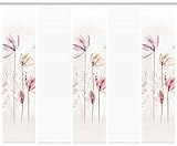 HOME WOHNIDEEN 95067 | 5er-Set Schiebegardine 'KUKAT', Digitaldruck auf Bambus-Optik, mit abstraktem Blumen-Motiv, 260x60cm, Farbe: Natur