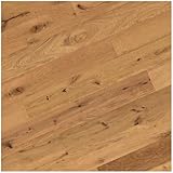 HORI® Echtholz Parkett, Fuß, Holzboden, 3-Schicht Fertigparkett, pflegeleicht, Klick-Verbindung, Optimale Wärmeleitung, emissionsarm geölt, 14 mm | Muster | Super rustikal gebürstet gefast