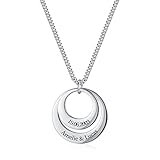 TMT Personalisierte Kette mit Namen, Datum, Initialen für Frauen (silber rosegold) | Jubiläumsgeschenk für Sie | Mutter Tochter Kette mit Gravur | Namenskette für Mütter