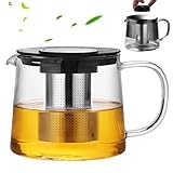 1.5L Glaskanne mit sieb: Teekanne mit Siebeinsatz, Glasteekanne, Teekanne Glas, Borosilikatglas Teeservice Überhitzungsschutz für Schwarzen Grüner Tee Fruchttee Duftender Tee Kräuter