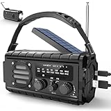 MILFECH 20000mAh Solar Radio, AM/FM Kurbelradio Tragbar Dynamo Wetter Notfallradio, LED Taschenlampe & Leseleuchte, Type-C Aufladen, SOS Alarm, IPX6 für Camping Outdoor(Schwarz)