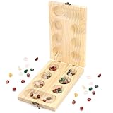 Jeinbuil Mancala Brettspiel Hus Bao Kalaha Steinchenspiel aus Holz mit Edelsteinen Strategiespiel für Freunde Familie und Kinder