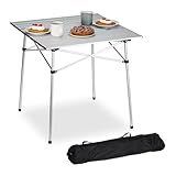 Relaxdays Klapptisch, klappbarer Camping Tisch, HBT: 70 x 70 x 70 cm, Aluminium, Faltbarer Multifunktionstisch, Silber