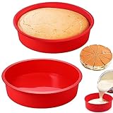 2 Stück Silikon Kuchenform Rund, Silikon Backform Rund 20cm, 8 Zoll Rund Schichtkuchen Backform, Antihaft Silikon Tortenform Wiederverwendbare für Schichtkuchen, Käsekuchen, Regenbogenkuchen und Brote