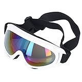 Pasamer Hunde-Sonnenbrille, große Hundebrille, winddicht, bunte Gläser, UV-Schutz, für Schwimmen, Reiten, Motorrad, 3004, weißer Rahmen, Farbfilm