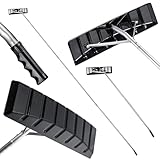 KADAX Dachschneeräumer mit Teleskopstiel, Dachräumer mit Aluminiumgriff, Eisschieber, Robuster Schneeräumer für Hausdach, Schneeschaufel, Schnee-Eiswischer (180-473 cm)